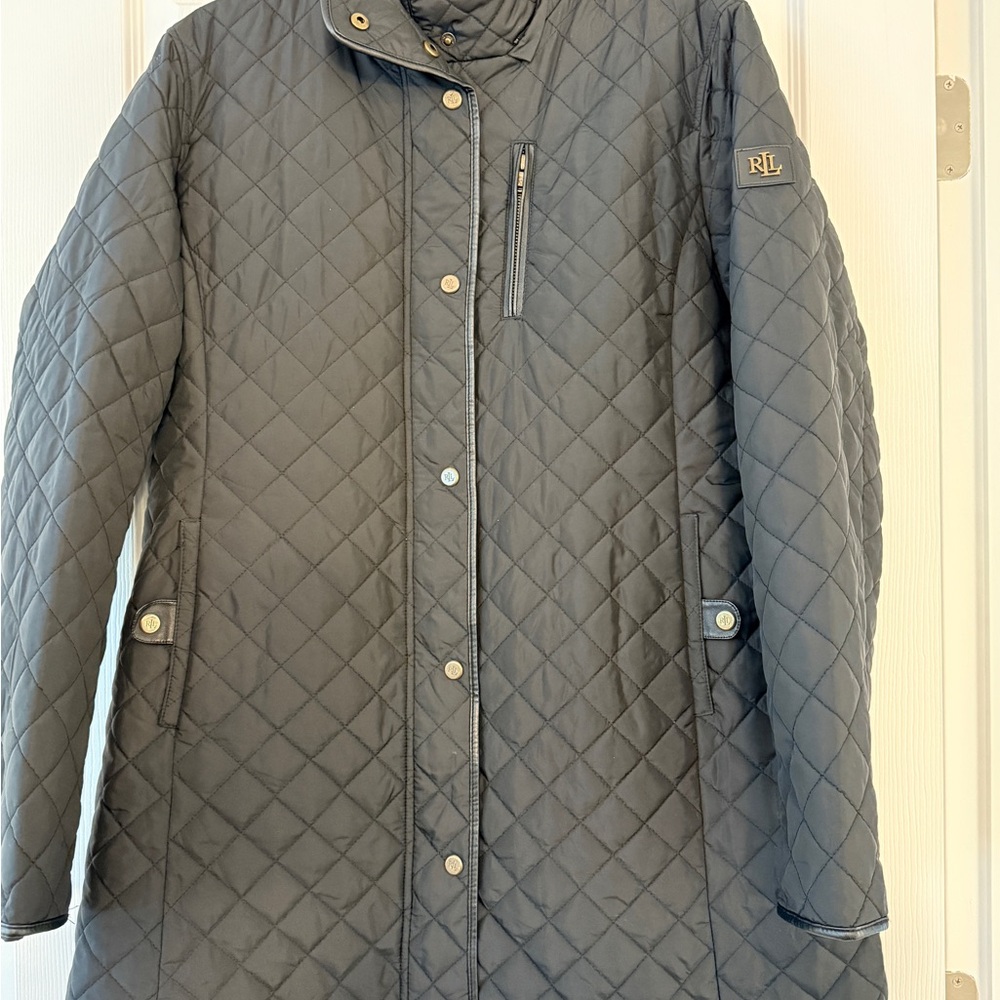 Ralph Lauren Quilted Black Coat with Hood